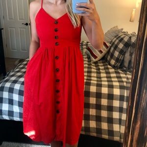 Red midi dress with pockets - size medium